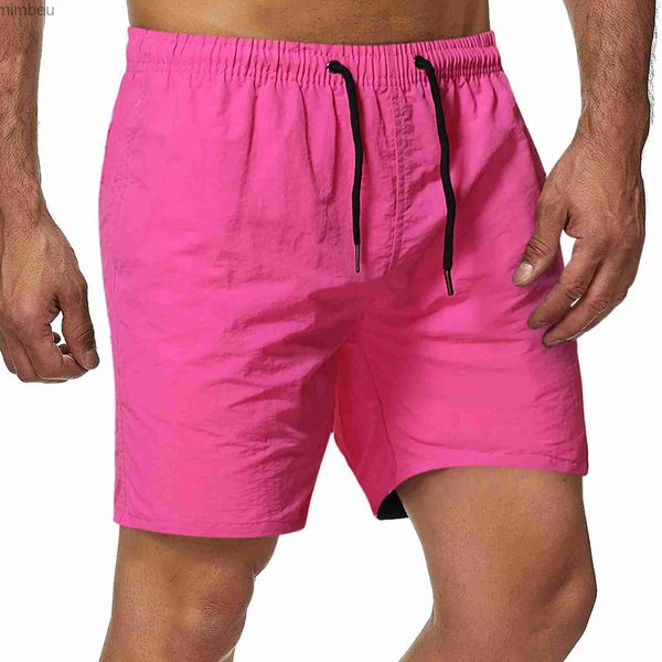 Herren Shorts Sommer Strand Boardshorts Männer Badehose Kurze Hosen Männer Sport Badeanzüge Hot-pink Solide Sport Männer Unterwäsche Masculino ShortsL240111