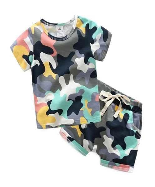 Sommer 210 Jahre alt Geburtstag Hübsche Kleidung Kurzarm Baby Kinder Junge Armee Grün Camouflage T-Shirt Shorts Sets 2104148842984