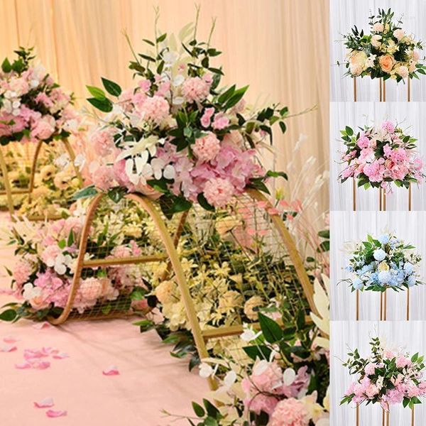 Fiori decorativi Fiore di rosa artificiale Centrotavola Decorazione Sfondo di nozze Ballo di seta Guida stradale Decorazione floreale per feste