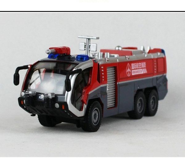 KDW Diecast Alloy Car Model Toy Aeroporto Canhões de Água Caminhão de Bombeiros com Luzes Sonoras Pullback Escala 150 para Ornamento Christma1523464