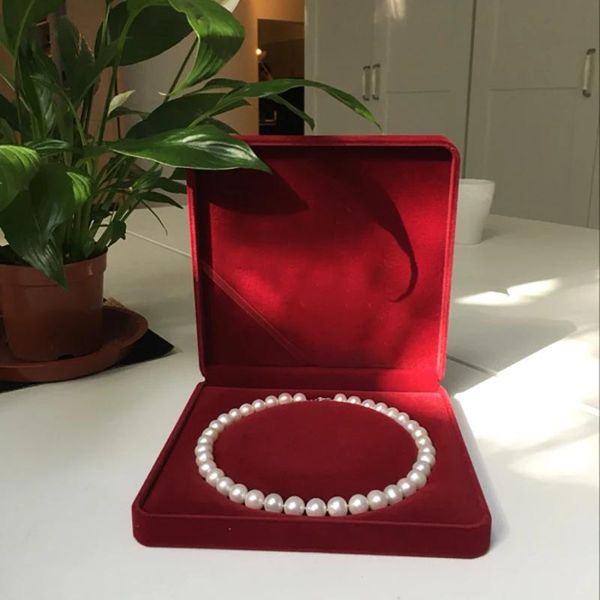 Visualizza scatola di gioielli in velluto scatola di collana di perle scatola regalo scatola di imballaggio di gioielli
