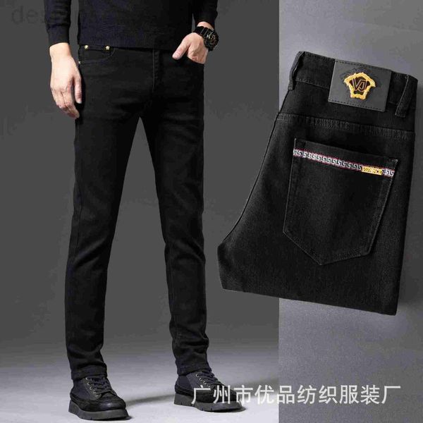 Jeans da uomo firmati Chao marca da uomo di fascia alta neri slim elasticizzati slim fit moda coreana pantaloni autunnali e invernali G6AH