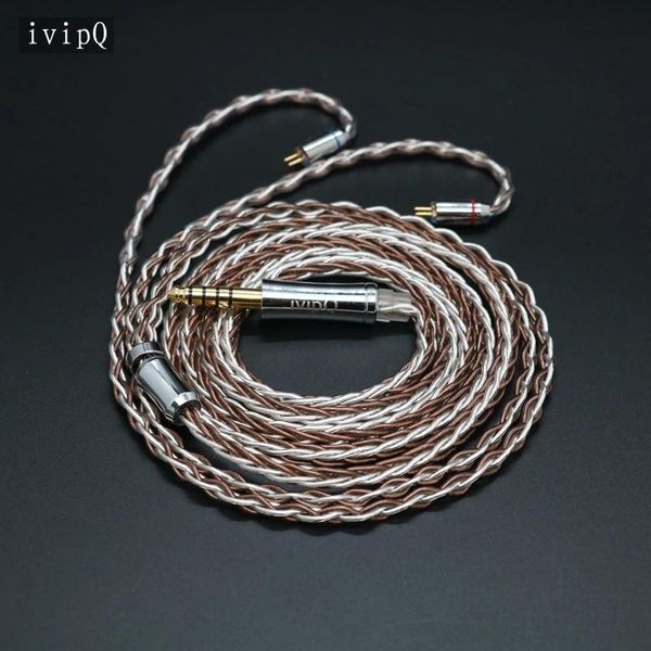 Zubehör Ivipq 8 Kerne Occ Sier plattiert und Occ Mixed Braid Kopfhörer-Upgrade-Kabel Mmcx/2pin 0,78 mit 2,5/3,5/4,4 mm für Fh7/a3s/dt500