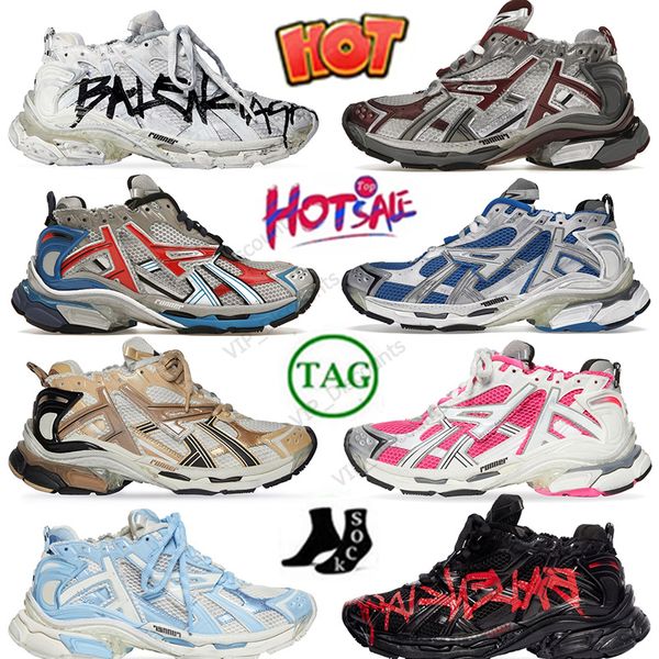 2024 Scarpe casual Track Runners 7.0 Designer con piattaforma Transmit Sense Uomo Donna Decostruzione Graffiti Bianco Nero Verde Marrone Scarpe da ginnastica sportive da trekking DHgate