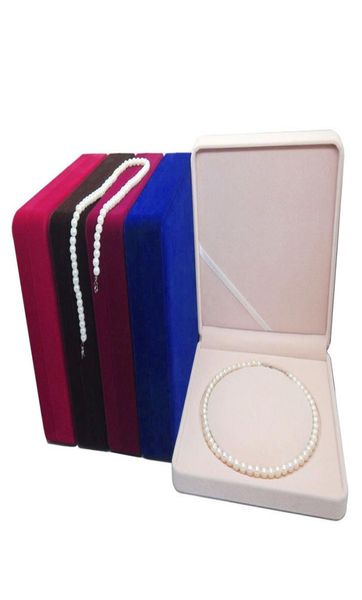 Custodia per collana di perle fresche in velluto Custodia rotonda per gioielli Scatola per imballaggio di gioielli Scatole regalo per trasporto di gioielli QW74754177258