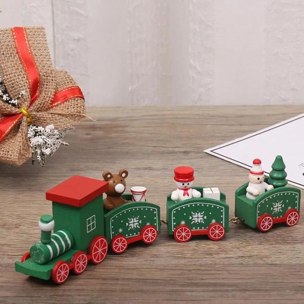 Decorazioni natalizie treno piccolo stampo in legno ornamento in legno per le scuole dei supermercati