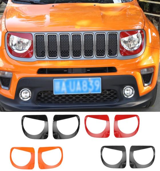 Abs frente farol lâmpada capa farol círculo abajur acessórios decorativos para jeep renegade 2019 up carro exterior accessorie4896545