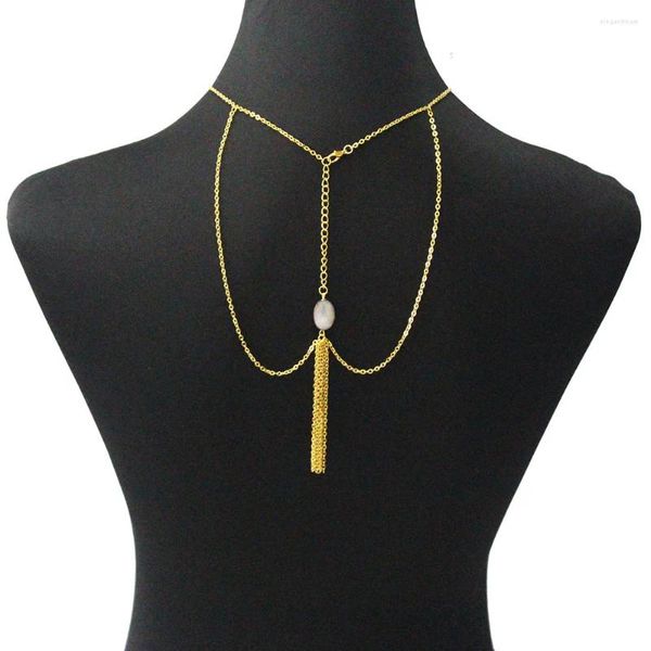 Anhänger Halsketten Frauen Boho Gold Farbe Strand Bikini Quaste Shell Sommer Kleid Hintergrund Zurück Halskette Schmuck