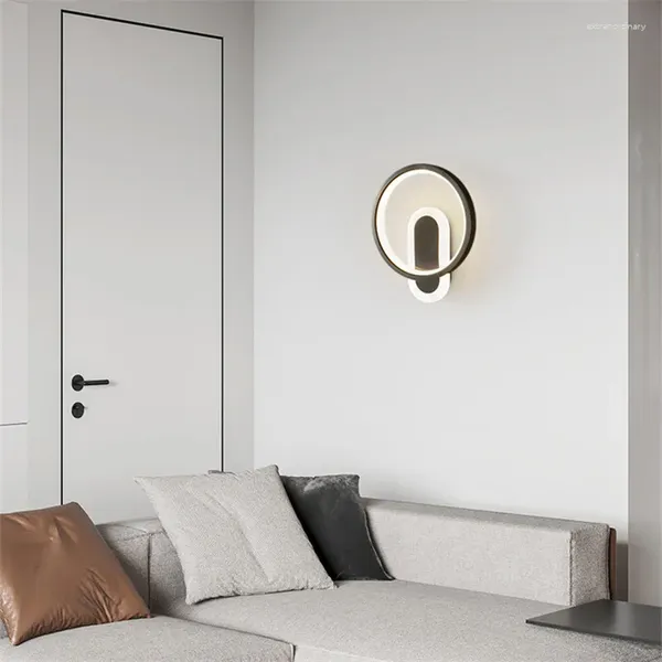 Lampada da parete TEMAR moderna applique in ottone nero LED 3 colori luce di lusso rame creativo accanto all'illuminazione per l'arredamento della camera da letto del corridoio