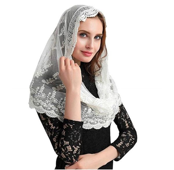 Véus nupciais ishsy marfim laço mulheres católica mantilla véu para igreja cabeça capa missa latina velo de novia negra capela infinito8793146