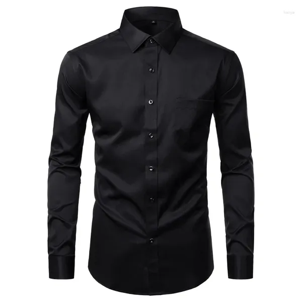 Camicie casual da uomo Camicia elegante in fibra di bambù celeste Camicia slim fit abbottonata Chemise non stirabile Facile da pulire formale per uomo