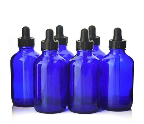 Frasco conta-gotas de vidro azul cobalto, 6 peças, 120ml, 4 oz, com conta-gotas para óleos essenciais, frascos de laboratório, cosméticos, containers272t7749547