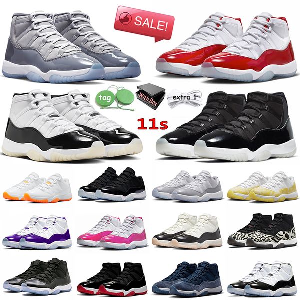 AJ11 Retro Air Jordan 11 Jumpman Cherry 11s Cool espaço cinza Marmelada napolitano sapatos cor-de-rosa Homem Mulher sapatos esportivos【code ：O】