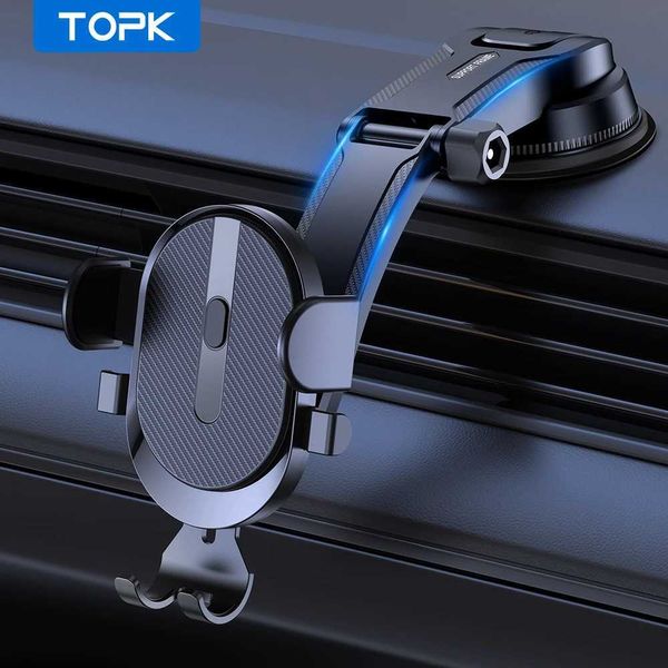 TOPK – Support de téléphone portable pour voiture, Support de téléphone portable par gravité pour tableau de bord, universel pour iPhone 13 12 11 Xiaomi Samsung