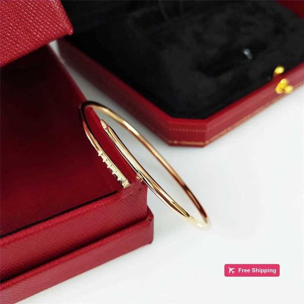 Bangle luxo fino prego pulseira designer pulseira para mulher rosa ouro top v-ouro leve high-end diamante 18k pulseira com caixa 1lc4