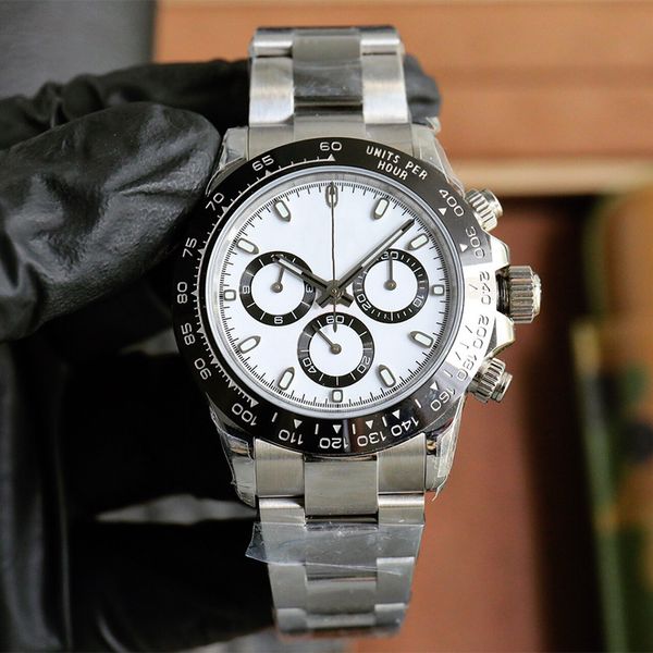 Relógio masculino automático mecânico 7750 movimento limpo fábrica preto relógios multifuncional cronometragem pulseira de aço inoxidável safira à prova d'água 40mm Montre de luxe