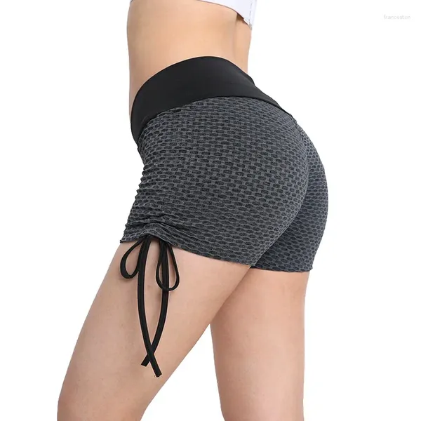 Shorts ativos 5 cores jacquard yoga cintura alta quadril elevador em forma de v wowen para esportes de fitness interno e externo