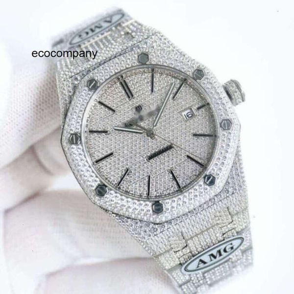 APS Kadın Lüks Elmas Kaplama Tasarımcısı Full Diamond Watch Ice Out Erkekler AP Menwatch Oklb Otomatik Mekanik Hareket Uhr Taç Aşağı Montre Royal Re P