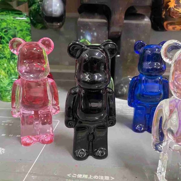 Figuras de brinquedo de ação BERBRICK Baccar Crystal Bear Bearbrick14.3cm Cor Transparente Bloco de Construção Preto Urso Tendência Boneca Decoração Giftvaiduryc