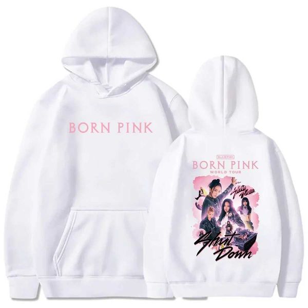 Kpop bp preto rosa impresso feminino hoodies outono y2k topos dos homens hoodies inverno meninos meninas camisolas moda cosplay hoodie