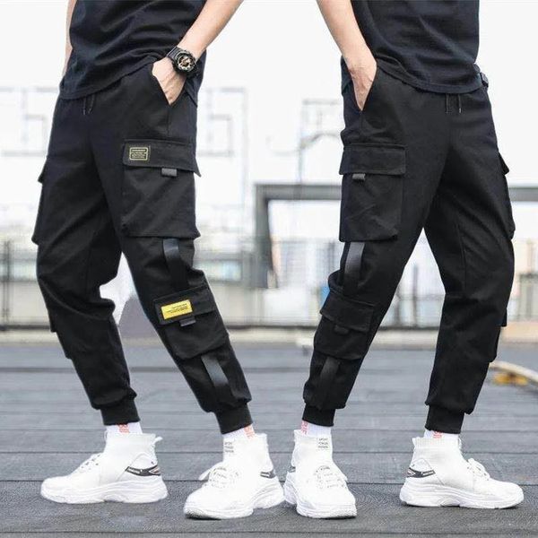 Hip Hop Corredores Carga Calças Homens Harem Pants Multi-Bolso Fitas Homem Sweatpants Streetwear Casual Mens Calças 240111