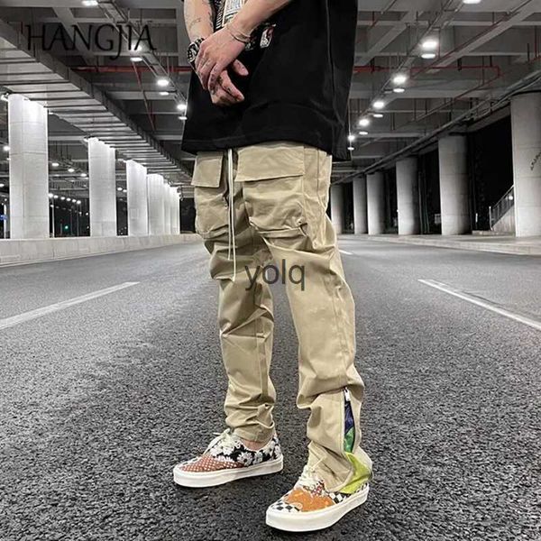 Herrenhose Streetwear Patchwork Cashew Blumendruck Cargohose Y2k Männer Hip Hop Lässige funktionale Slim Cargohose Männlicher Dichter Seite Zipyolq