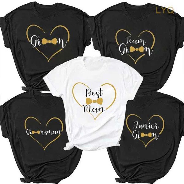 Trauzeuge Team Bräutigam T-Shirt Junior Single Abschied T-Shirt Bester Mann Ehemann T-Shirts Verlobung Hochzeit Party Männliche Tops