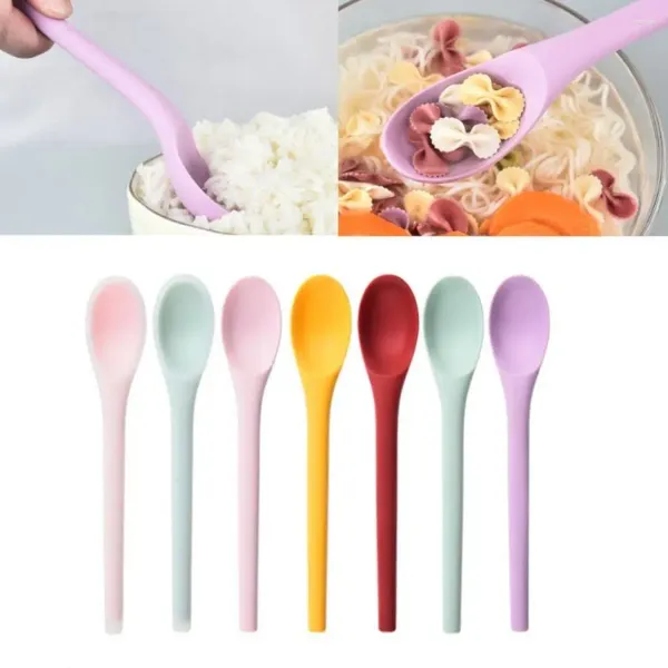 Colheres Long Handle Silicone Colher Misturando Sobremesa Resistente ao Calor Agitando Antiaderente Fácil de Limpar Sopa de Arroz Cozinha