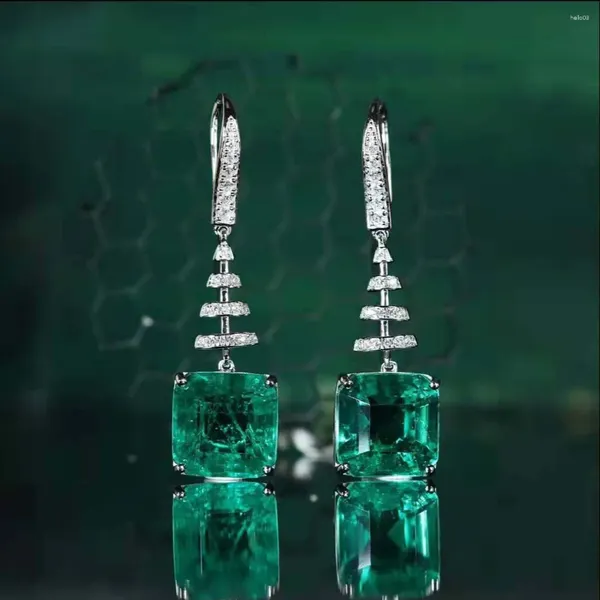 Orecchini pendenti RUZZALLATI Moda verde smeraldo orecchino da donna colore argento antico a forma di torre gocce gioielli vintage per festa di nozze