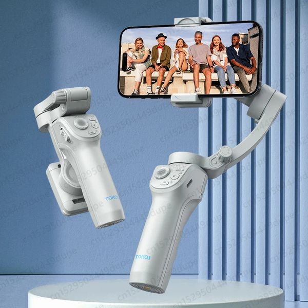 Handheld-Gimbal-Stabilisator, Selfie-Stativ mit Fülllicht für Smartphone, 3 Achsen, Anti-Shake, faltbar, 240111