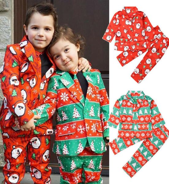 Рождественские наряды для мальчиков 28 лет, рубашка с принтом Санта-Клауса, штаны для мальчиков, детская рождественская одежда для мальчиков, костюмы 2011273658768