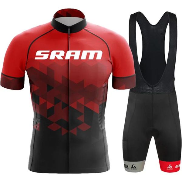 Sets 2023 Neue Rot SRAM Pro Fahrrad Team Kurzarm Maillot Ciclismo männer Radfahren Jersey Sommer Atmungsaktive Radfahren Kleidung Sets