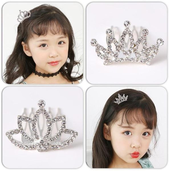 Taç saç tarak kız mini sevimli çiçek kristal rhinestone prenses taç saç tarağı doğum günü partisi tiaras çocuklar için saç aksesuarları7372157