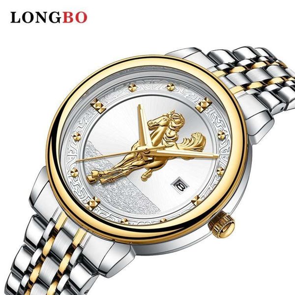 Neue Longbo Leisure Business Quarz-Herrenuhr mit Junma-Muster und Zifferblatt in Gold