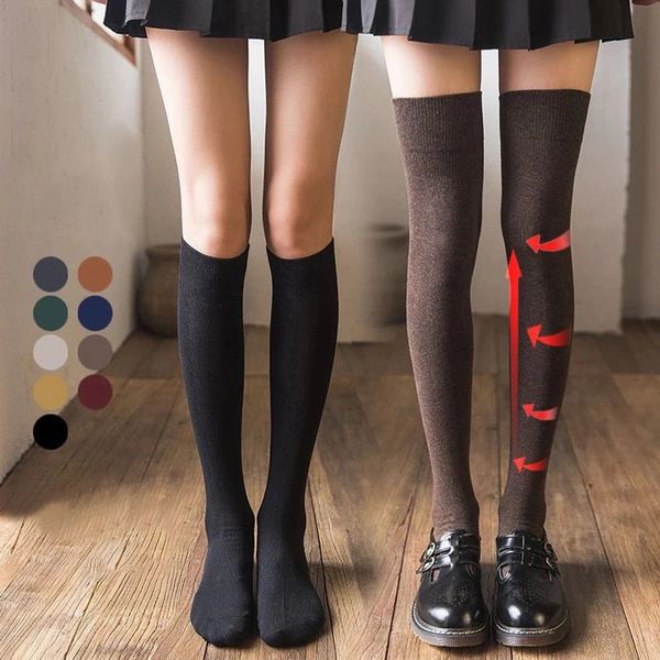 Mulheres de inverno sobre o joelho meias de lã quente coxa meias altas harajuku leggings finas perna mais quente meninas bezerro jk longo tubo sox 240111