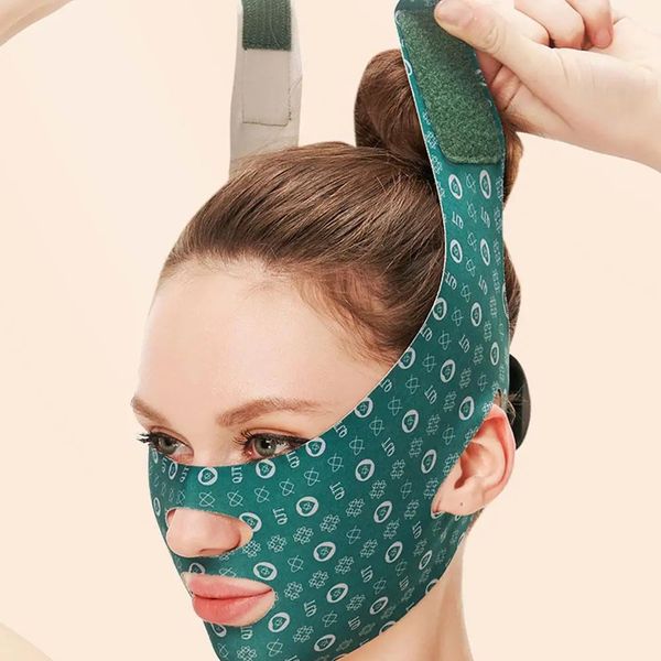 Bandagem facial ajustável em v, cinto de levantamento, reduz o queixo duplo, máscara de dormir, ferramenta de cuidados com a pele, fitas de lifting facial 240112