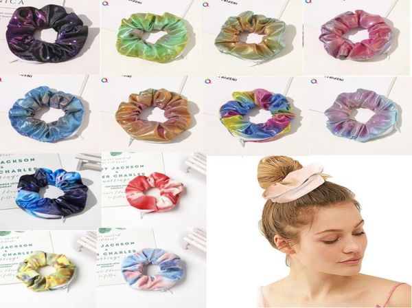 Donne Ragazze Scrunchies Fascia per capelli Corda Velluto lucido Anello elastico per capelli Flanella Cerniera Porta coda di cavallo Cerchio Moda Scrunchie Headb9509921