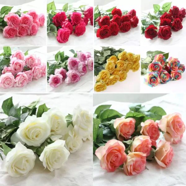 Home Decor Rose Künstliche Blumen Seidenblumen Blumen Rose Hochzeitsstrauß Home Party Design Blumen 0112