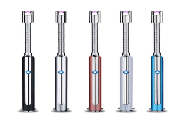 Usb recarregável isqueiro elétrico novo mais de 60 vezes faísca por carga interruptor de segurança ao ar livre à prova vento pescoço flexível para cozinha churrasco1163377
