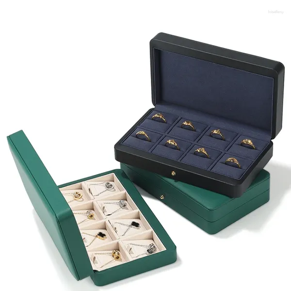 Bolsas de jóias multi cor caixa de armazenamento de couro anel display high-end colar artesanal