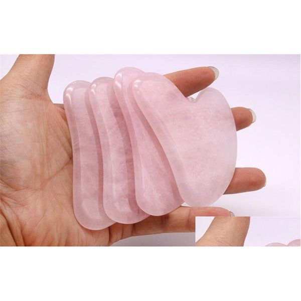 Massaggiatore viso Quarzo rosa Giada Guasha Board Raschietto in pietra naturale Cinese Gua Sha Strumenti per collo Schiena Corpo Agopuntura Pressione Therap Otspm