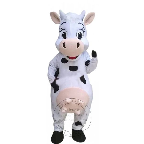 Costume della mascotte della mucca felice sveglia eccellente di Halloween per la personalizzazione del supporto di spedizione gratuita per la vendita della mascotte del personaggio dei cartoni animati del partito
