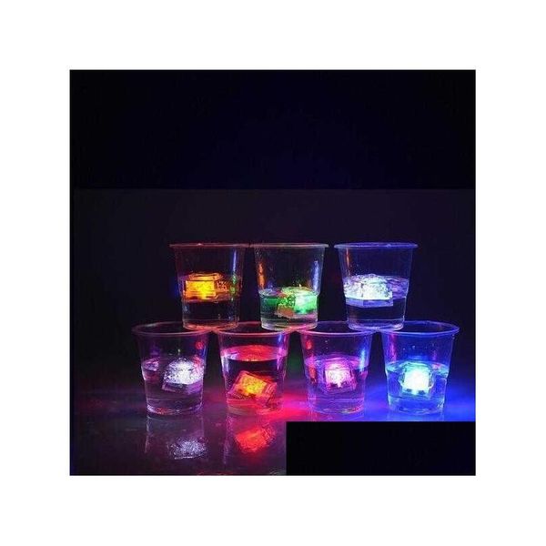 Led Gadget Aoto Colori Mini Romantico Luminoso Cubo di ghiaccio artificiale Flash Light Matrimonio Decorazione festa di Natale Drop Delivery Eletto Dh5Sd