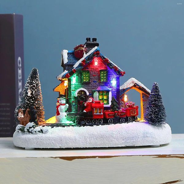 Weihnachtsdekorationen Haus Dorf beleuchtete Ledlit Weihnachten Lebkuchen Ornament Urlaub Schreibtisch Gebäude für Home Bar Shop Dekoration