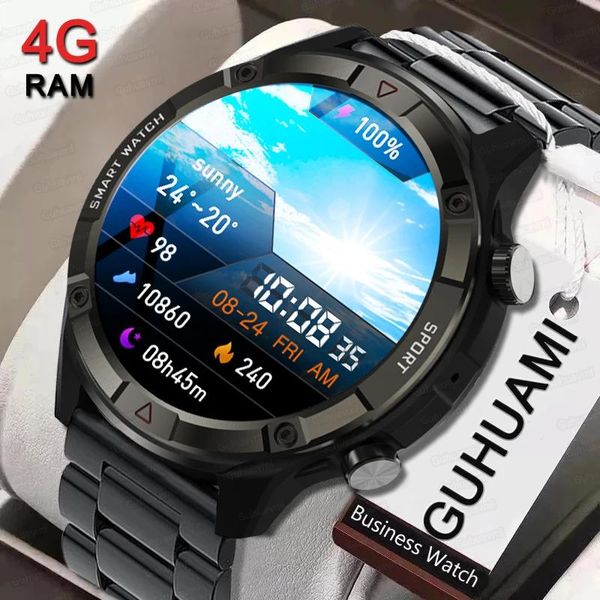 Смотреть 2023 Новый 454*454 Экран Smart Watch Мужчины всегда отображают время Bluetooth Call 4G Ram Local Music Smart Wwatch Link Tws наушники