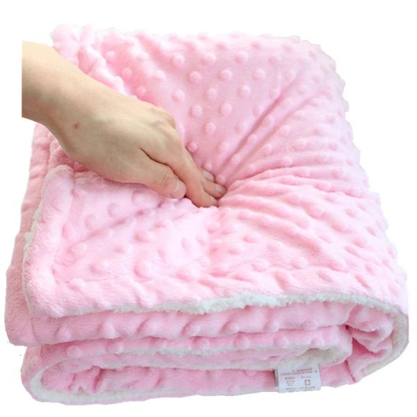 Kabarık Sherpa Dot Tasarım Termal doğumlu Battaniye Battaniye Bebek Battaniyesi Peluş Born Bebek Ku Swaddle 240111