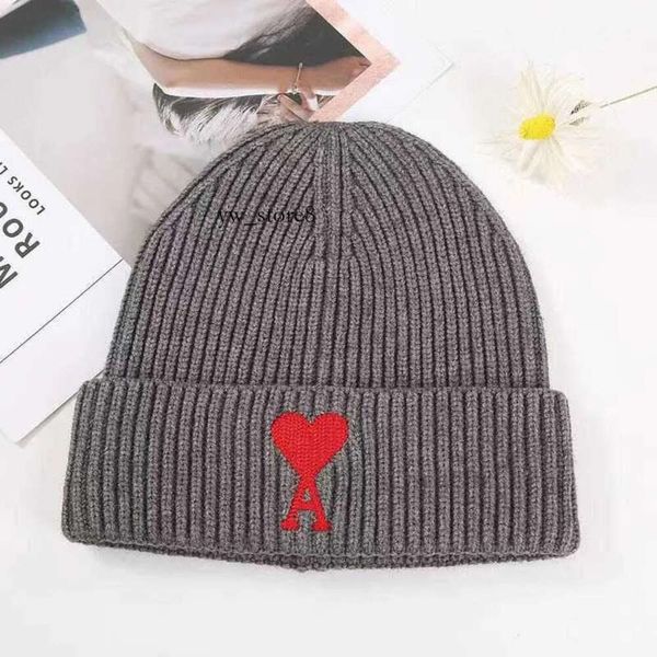 Amis Paris Beanie Chapéu Designer Ami Hat Masculino Feminino Lã Malha para Senhoras Beanie Cap Inverno Clássico Tecido Quente Masculino Amis Chapéus Moda Tendência Marca Amirs Chapéus 7080