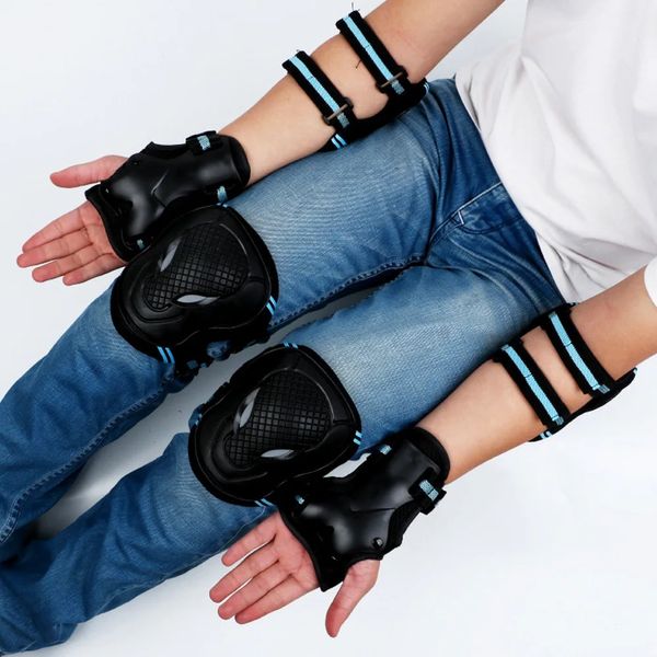 6 pçs/set adolescentes adulto joelheiras cotoveleiras protetores de pulso conjunto de equipamentos de proteção para patins skate ciclismo esportes 240112