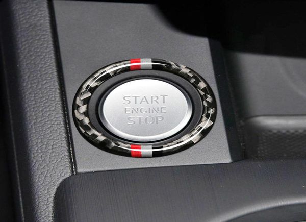 Per A4 2017-2018 Auto Motore Start Stop Accensione Portachiavi Adesivi In Fibra di Carbonio Cerchio Trim Accessori9233849