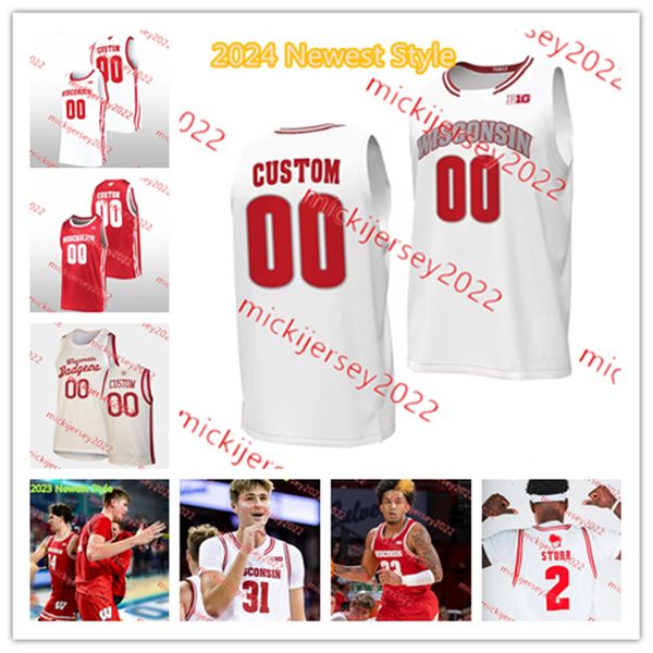 Tyler Wahl Max Klesmit Wisconsin Jersey de basquete Basketball Connor Essegian Kamari McGee Jahcobi Neath Wisconsin Jerseys costume costure